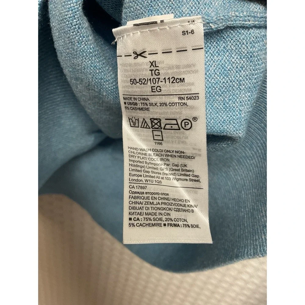 Banana Republic Sweater Men's XL Blue Silk Cotton Cashmere V Neck Soft NEW